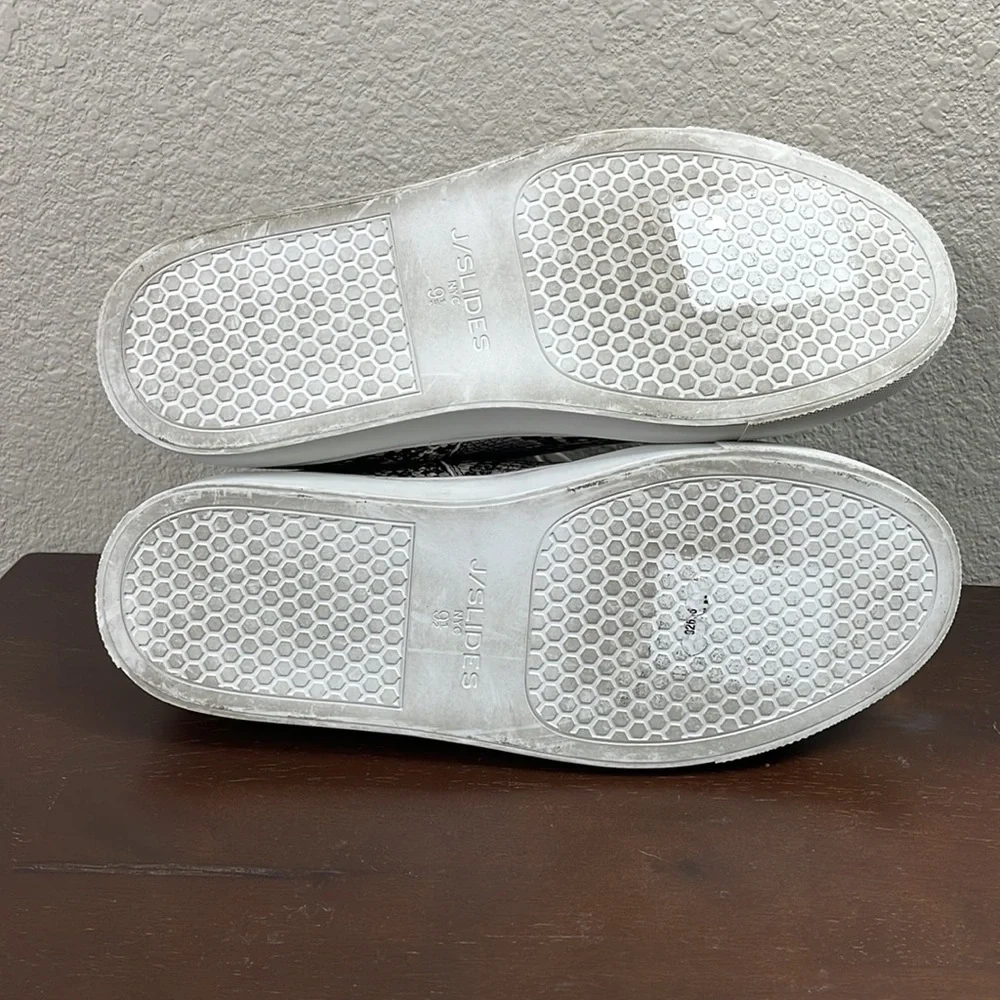 JSlides Ludlow Lace Up Snake Print Platform Sneakers Black White Sz 9.5